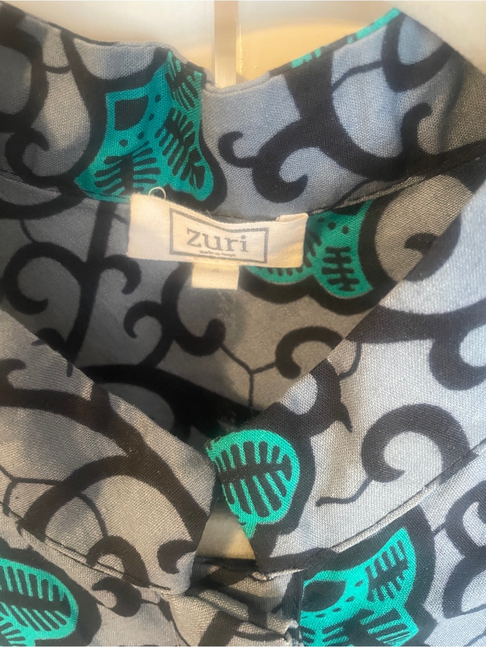 Zuri Kenya 100% Cotton Sleeveless Teal Floral Dress - Picture 2 of 7